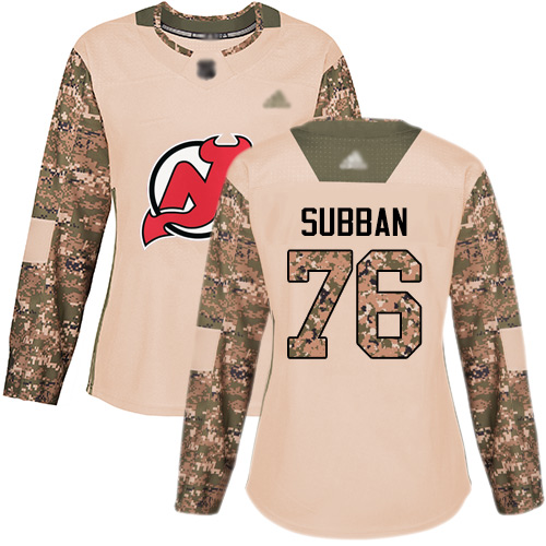 Adidas Devils #76 P.K. Subban Camo Authentic 2017 Veterans Day Women's Stitched NHL Jersey